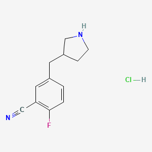 2-Fluoro-5-(pyrrolidin-3-ylmethyl)benzonitrile;hydrochloride