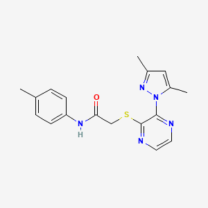 molecular formula C18H19N5OS B2646164 2-((3-(3,5-dimethyl-1H-pyrazol-1-yl)pyrazin-2-yl)thio)-N-(p-tolyl)acetamide CAS No. 1251604-58-6