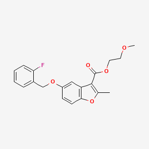 molecular formula C20H19FO5 B2646172 2-甲氧基乙基 5-[(2-氟苯基)甲氧基]-2-甲基-1-苯并呋喃-3-羧酸酯 CAS No. 300674-49-1