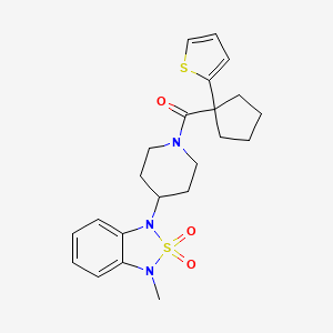 molecular formula C22H27N3O3S2 B2646173 (4-(3-methyl-2,2-dioxidobenzo[c][1,2,5]thiadiazol-1(3H)-yl)piperidin-1-yl)(1-(thiophen-2-yl)cyclopentyl)methanone CAS No. 2034509-64-1