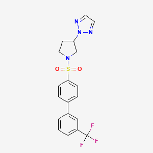 molecular formula C19H17F3N4O2S B2646180 2-(1-((3'-(trifluoromethyl)-[1,1'-biphenyl]-4-yl)sulfonyl)pyrrolidin-3-yl)-2H-1,2,3-triazole CAS No. 2034250-99-0