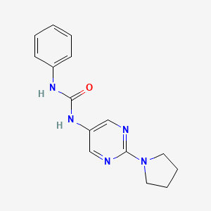 molecular formula C15H17N5O B2646188 1-Phenyl-3-(2-(pyrrolidin-1-yl)pyrimidin-5-yl)urea CAS No. 1396889-38-5