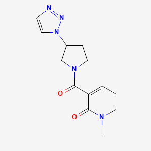 molecular formula C13H15N5O2 B2646190 3-(3-(1H-1,2,3-triazol-1-yl)pyrrolidine-1-carbonyl)-1-methylpyridin-2(1H)-one CAS No. 2198084-18-1
