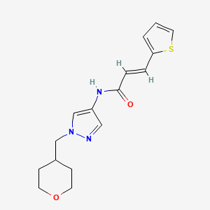 (E)-N-(1-((tetrahydro-2H-pyran-4-yl)methyl)-1H-pyrazol-4-yl)-3-(thiophen-2-yl)acrylamide