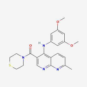 molecular formula C22H24N4O3S B2646194 6-[(4-{[(5-chloro-2-thienyl)sulfonyl]amino}phenyl)thio]-N-ethylnicotinamide CAS No. 1251702-84-7