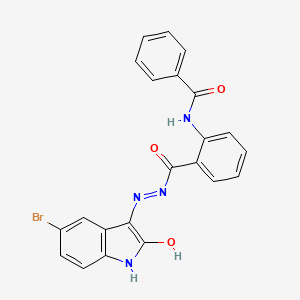 molecular formula C22H15BrN4O3 B2646202 N-[2-[[(5-溴-2-氧代吲哚-3-基)氨基]氨基甲酰基]苯基]苯甲酰胺 CAS No. 364052-49-3