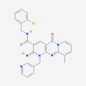 molecular formula C26H21ClN6O2 B264621 N-(2-chlorobenzyl)-2-imino-10-methyl-5-oxo-1-(pyridin-3-ylmethyl)-1,5-dihydro-2H-dipyrido[1,2-a:2',3'-d]pyrimidine-3-carboxamide 