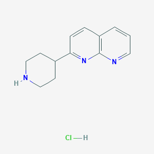 molecular formula C13H16ClN3 B2646226 2-(Piperidin-4-yl)-1,8-naphthyridine hydrochloride CAS No. 1909336-05-5