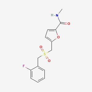 molecular formula C14H14FNO4S B2646233 5-(((2-fluorobenzyl)sulfonyl)methyl)-N-methylfuran-2-carboxamide CAS No. 1448060-29-4