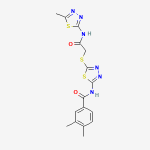 3,4-dimethyl-N-[5-[2-[(5-methyl-1,3,4-thiadiazol-2-yl)amino]-2-oxoethyl]sulfanyl-1,3,4-thiadiazol-2-yl]benzamide