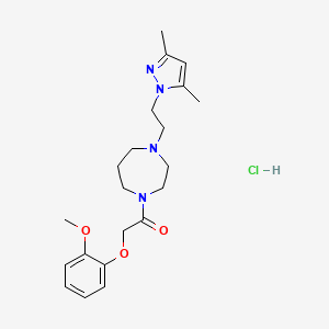 1-(4-(2-(3,5-dimethyl-1H-pyrazol-1-yl)ethyl)-1,4-diazepan-1-yl)-2-(2-methoxyphenoxy)ethanone hydrochloride
