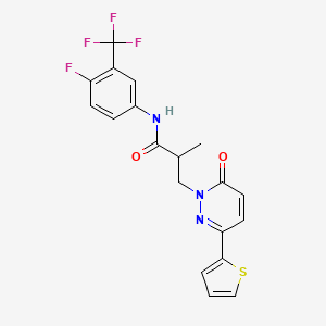 molecular formula C19H15F4N3O2S B2646255 N-(4-fluoro-3-(trifluoromethyl)phenyl)-2-methyl-3-(6-oxo-3-(thiophen-2-yl)pyridazin-1(6H)-yl)propanamide CAS No. 1286707-10-5