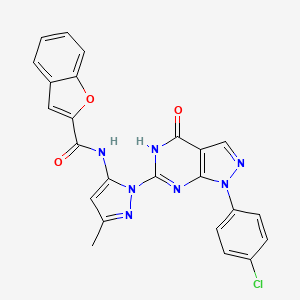 N-(1-(1-(4-chlorophenyl)-4-oxo-4,5-dihydro-1H-pyrazolo[3,4-d]pyrimidin-6-yl)-3-methyl-1H-pyrazol-5-yl)benzofuran-2-carboxamide