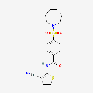 molecular formula C18H19N3O3S2 B2646260 4-(氮杂环戊-1-磺酰基)-N-(3-氰基噻吩-2-基)苯甲酰胺 CAS No. 897615-88-2