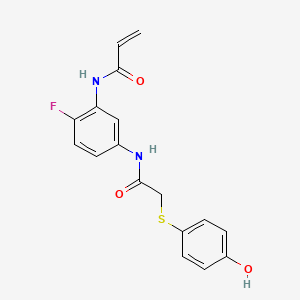 molecular formula C17H15FN2O3S B2646274 N-[2-Fluoro-5-[[2-(4-hydroxyphenyl)sulfanylacetyl]amino]phenyl]prop-2-enamide CAS No. 2202154-58-1