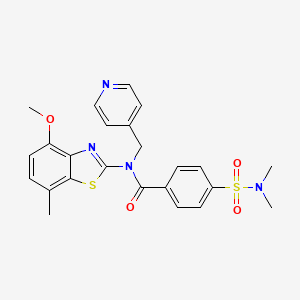 molecular formula C24H24N4O4S2 B2646276 4-(N,N-dimethylsulfamoyl)-N-(4-methoxy-7-methylbenzo[d]thiazol-2-yl)-N-(pyridin-4-ylmethyl)benzamide CAS No. 941994-54-3