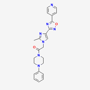 molecular formula C23H23N7O2 B2646281 2-{2-methyl-4-[5-(4-pyridyl)-1,2,4-oxadiazol-3-yl]-1H-imidazol-1-yl}-1-(4-phenylpiperazino)-1-ethanone CAS No. 1251605-95-4