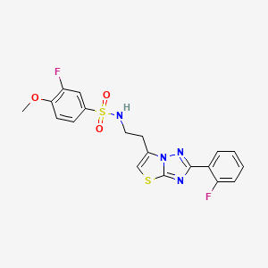 molecular formula C19H16F2N4O3S2 B2646284 3-氟-N-(2-(2-(2-氟苯基)噻唑并[3,2-b][1,2,4]三唑-6-基)乙基)-4-甲氧基苯磺酰胺 CAS No. 951580-22-6