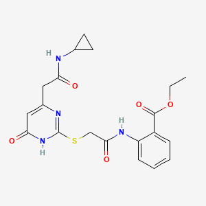 Ethyl 2-(2-((4-(2-(cyclopropylamino)-2-oxoethyl)-6-oxo-1,6-dihydropyrimidin-2-yl)thio)acetamido)benzoate