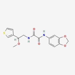molecular formula C16H16N2O5S B2646293 N1-(benzo[d][1,3]dioxol-5-yl)-N2-(2-methoxy-2-(thiophen-3-yl)ethyl)oxalamide CAS No. 1448065-58-4