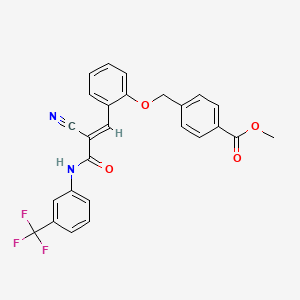 molecular formula C26H19F3N2O4 B2646296 methyl 4-[[2-[(E)-2-cyano-3-oxo-3-[3-(trifluoromethyl)anilino]prop-1-enyl]phenoxy]methyl]benzoate CAS No. 750618-62-3