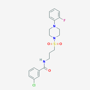 3-chloro-N-(3-((4-(2-fluorophenyl)piperazin-1-yl)sulfonyl)propyl)benzamide