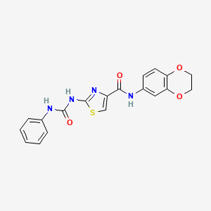 N-(2,3-dihydrobenzo[b][1,4]dioxin-6-yl)-2-(3-phenylureido)thiazole-4-carboxamide