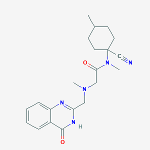 molecular formula C21H27N5O2 B2646327 N-(1-cyano-4-methylcyclohexyl)-N-methyl-2-{methyl[(4-oxo-3,4-dihydroquinazolin-2-yl)methyl]amino}acetamide CAS No. 869474-34-0