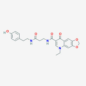 molecular formula C24H25N3O6 B264633 5-ethyl-N-(3-{[2-(4-hydroxyphenyl)ethyl]amino}-3-oxopropyl)-8-oxo-5,8-dihydro[1,3]dioxolo[4,5-g]quinoline-7-carboxamide 