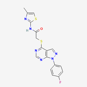 2-((1-(4-fluorophenyl)-1H-pyrazolo[3,4-d]pyrimidin-4-yl)thio)-N-(4-methylthiazol-2-yl)acetamide