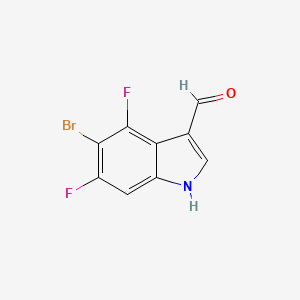 molecular formula C9H4BrF2NO B2646332 5-溴-4,6-二氟-1H-吲哚-3-甲醛 CAS No. 1467059-98-8