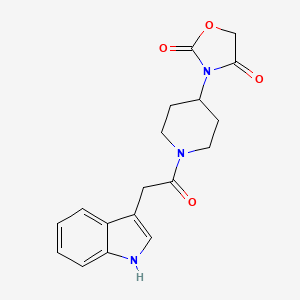 molecular formula C18H19N3O4 B2646334 3-(1-(2-(1H-indol-3-yl)acetyl)piperidin-4-yl)oxazolidine-2,4-dione CAS No. 2034362-26-8