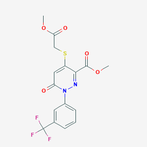 Methyl 4-[(2-methoxy-2-oxoethyl)sulfanyl]-6-oxo-1-[3-(trifluoromethyl)phenyl]-1,6-dihydro-3-pyridazinecarboxylate
