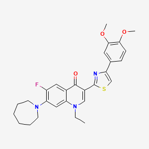 7-(Azepan-1-yl)-3-[4-(3,4-dimethoxyphenyl)-1,3-thiazol-2-yl]-1-ethyl-6-fluoro-1,4-dihydroquinolin-4-one
