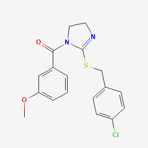 (2-((4-chlorobenzyl)thio)-4,5-dihydro-1H-imidazol-1-yl)(3-methoxyphenyl)methanone