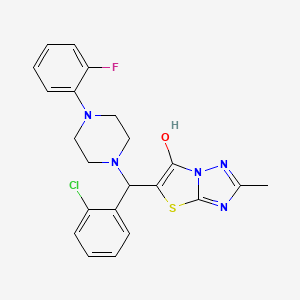 molecular formula C22H21ClFN5OS B2646355 5-((2-Chlorophenyl)(4-(2-fluorophenyl)piperazin-1-yl)methyl)-2-methylthiazolo[3,2-b][1,2,4]triazol-6-ol CAS No. 869344-12-7