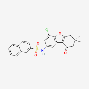 molecular formula C24H20ClNO4S B2646358 N-(4-chloro-7,7-dimethyl-9-oxo-6,8-dihydrodibenzofuran-2-yl)naphthalene-2-sulfonamide CAS No. 441292-33-7