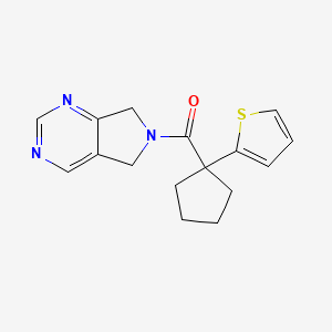 molecular formula C16H17N3OS B2646361 (5H-pyrrolo[3,4-d]pyrimidin-6(7H)-yl)(1-(thiophen-2-yl)cyclopentyl)methanone CAS No. 1448026-60-5