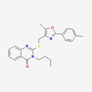 molecular formula C24H25N3O2S B2646368 3-butyl-2-(((5-methyl-2-(p-tolyl)oxazol-4-yl)methyl)thio)quinazolin-4(3H)-one CAS No. 1114654-58-8