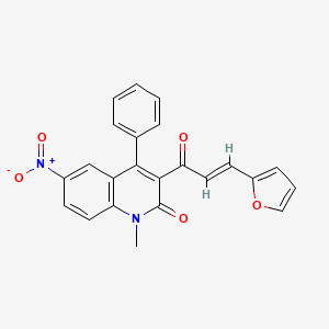 (E)-3-(3-(furan-2-yl)acryloyl)-1-methyl-6-nitro-4-phenylquinolin-2(1H)-one