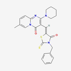(Z)-3-benzyl-5-((7-methyl-4-oxo-2-(piperidin-1-yl)-4H-pyrido[1,2-a]pyrimidin-3-yl)methylene)-2-thioxothiazolidin-4-one