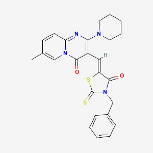 molecular formula C25H24N4O2S2 B2646386 (Z)-3-苄基-5-((7-甲基-4-氧代-2-(哌啶-1-基)-4H-吡啶并[1,2-a]嘧啶-3-基)亚甲基)-2-硫代噻唑烷-4-酮 CAS No. 380889-71-4