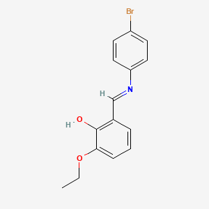 molecular formula C15H14BrNO2 B2646393 2-{(E)-[(4-bromophenyl)imino]methyl}-6-ethoxyphenol CAS No. 1324052-29-0