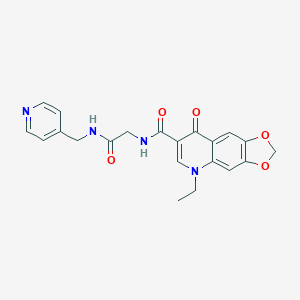 molecular formula C21H20N4O5 B264640 5-ethyl-8-oxo-N-{2-oxo-2-[(4-pyridinylmethyl)amino]ethyl}-5,8-dihydro[1,3]dioxolo[4,5-g]quinoline-7-carboxamide 