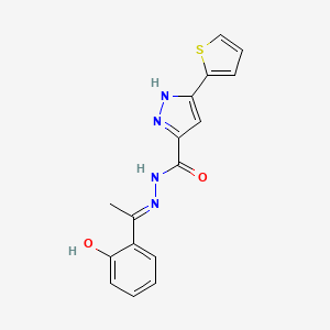 (E)-N'-(1-(2-hydroxyphenyl)ethylidene)-3-(thiophen-2-yl)-1H-pyrazole-5-carbohydrazide