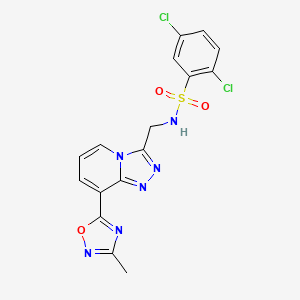 molecular formula C16H12Cl2N6O3S B2646412 2,5-dichloro-N-((8-(3-methyl-1,2,4-oxadiazol-5-yl)-[1,2,4]triazolo[4,3-a]pyridin-3-yl)methyl)benzenesulfonamide CAS No. 2034458-84-7