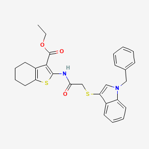 ethyl 2-(2-((1-benzyl-1H-indol-3-yl)thio)acetamido)-4,5,6,7-tetrahydrobenzo[b]thiophene-3-carboxylate