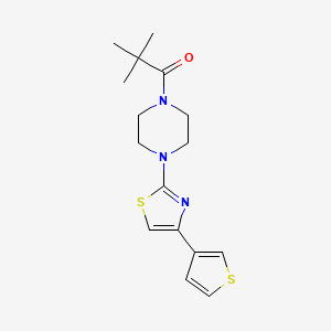 molecular formula C16H21N3OS2 B2646439 2,2-Dimethyl-1-(4-(4-(thiophen-3-yl)thiazol-2-yl)piperazin-1-yl)propan-1-one CAS No. 1448125-15-2