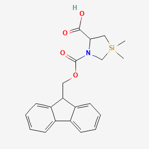 molecular formula C21H23NO4Si B2646443 1-(((9H-fluoren-9-yl)methoxy)carbonyl)-3,3-dimethyl-1,3-azasilolidine-5-carboxylic acid CAS No. 1425942-11-5