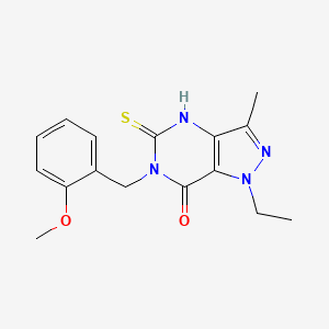 molecular formula C16H18N4O2S B2646447 1-ethyl-6-(2-methoxybenzyl)-3-methyl-5-thioxo-1,4,5,6-tetrahydro-7H-pyrazolo[4,3-d]pyrimidin-7-one CAS No. 1031557-99-9